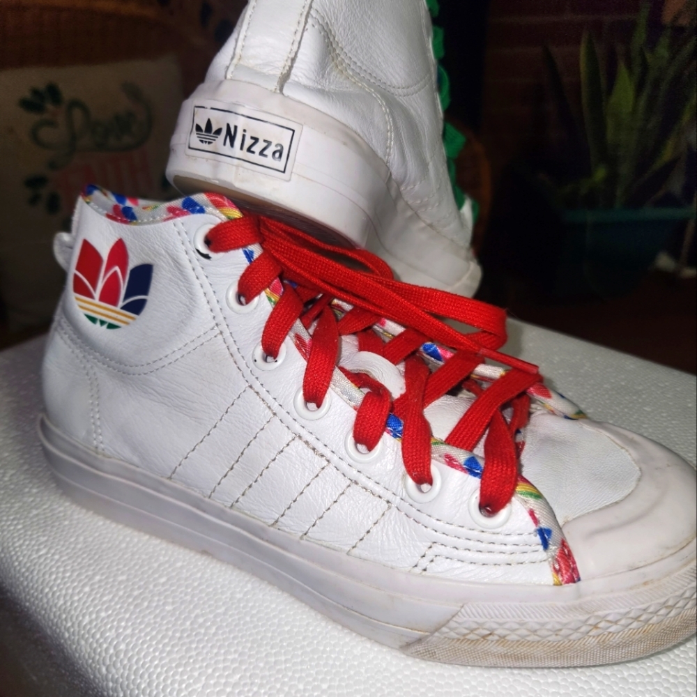 Adidas Original Nizza Hi White Rainbow Unisex Casual Lifestyle